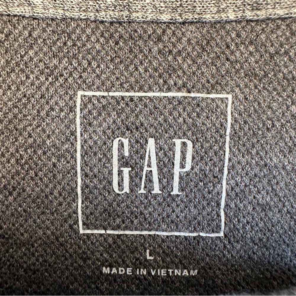GAP Men’s Heather Gray Long Sleeve Henley Knit Casual 100% Cotton Shirt- Large - Picture 2 of 9